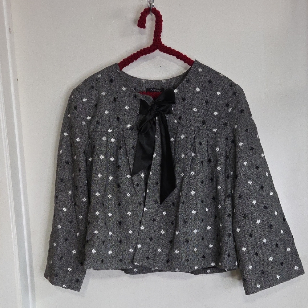Bob Mackie Gray and White Patterned Blazer